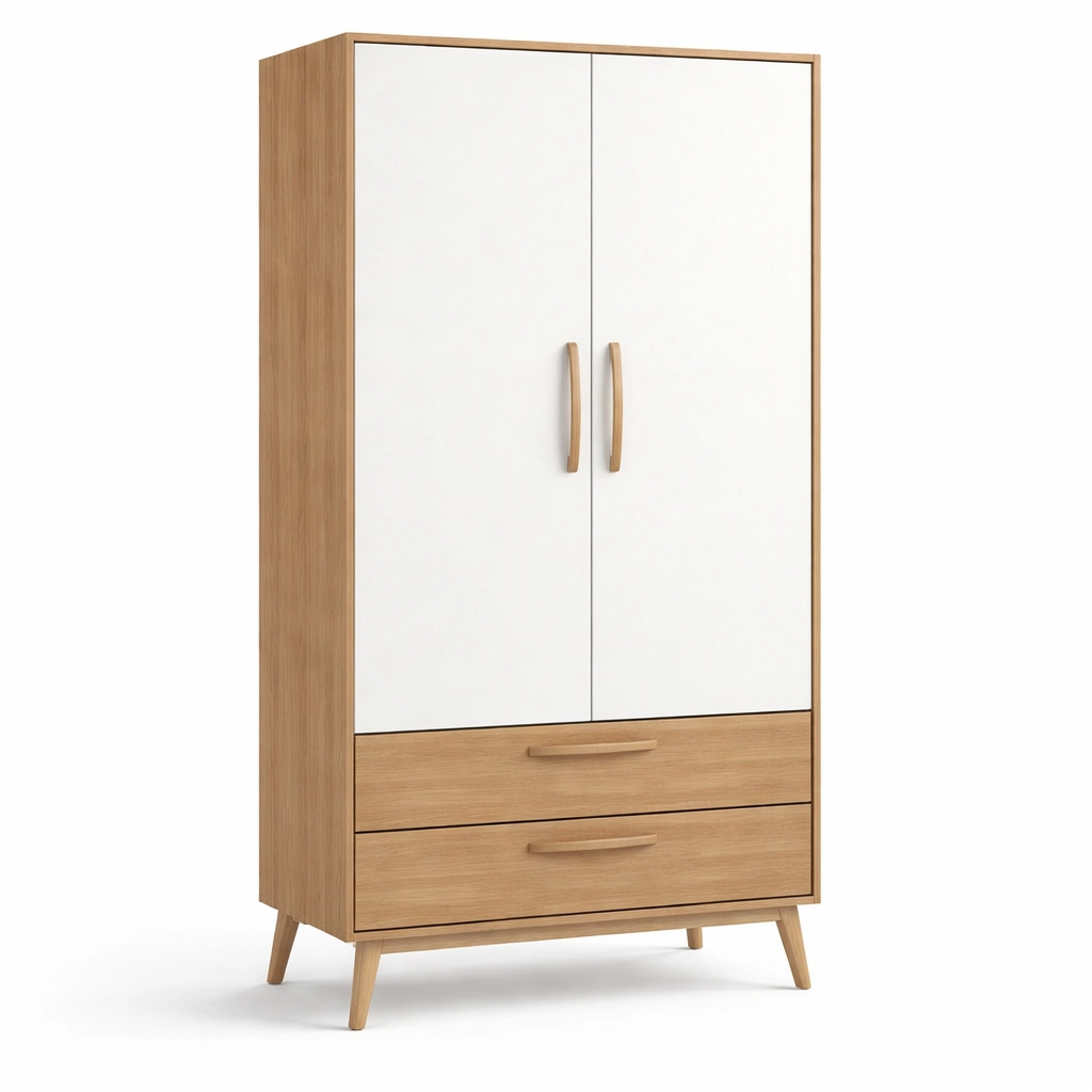 Kleiderschrank mit Doppeltueren und Schubladen-Domvyn